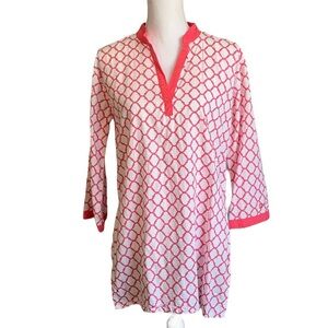 Cape Madras 💯% Cotton V-neck Top Size Small